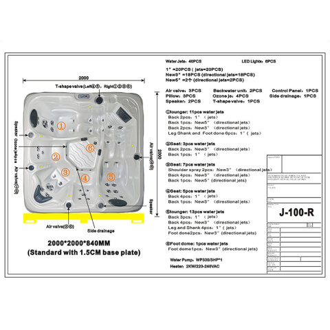 JACUZZI OGRODOWE WANNA SPA752 CAPPUCINNO OBUDOWA SZARA 200x200 CM