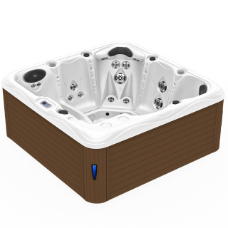 JACUZZI OGRODOWE WANNA SPA753 BIAŁA PERŁA OBUDOWA KAWA 200x200 CM