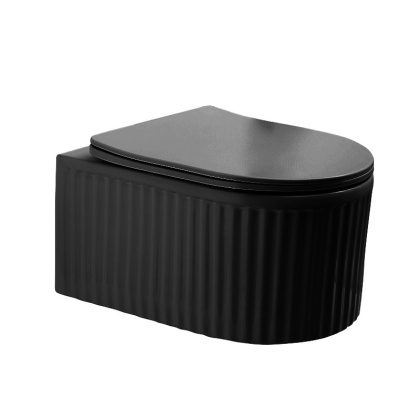 MISKA WC WISZĄCA RIMLESS LUMA-BL-RIM-03 CZARNA RYFLOWANA DESKA WOLNOOPADAJĄCA DUROPLAST