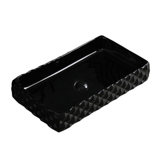 UMYWALKA NABLATOWA CERAMICZNA PROSTOKĄTNA PEARL-BL-605 CZARNA STRUKTURA