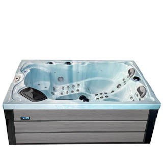 JACUZZI OGRODOWE WANNA SPA341 JASNA FALA OCEANU OBUDOWA CMIENA SZARA DESKA 220x156 CM