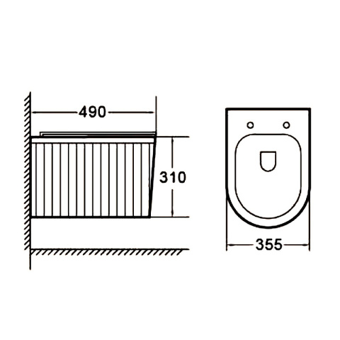 MISKA WC WISZĄCA RIMLESS LUMA-BL-RIM-03 CZARNA RYFLOWANA DESKA WOLNOOPADAJĄCA DUROPLAST