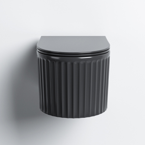 MISKA WC WISZĄCA RIMLESS LUMA-BL-RIM-03 CZARNA RYFLOWANA DESKA WOLNOOPADAJĄCA DUROPLAST