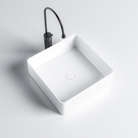 UMYWALKA NABLATOWA CERAMICZNA KWADRATOWA RYFLOWANA AURA-WH-375 BIAŁA UMYWALKA NABLATOWA CERAMICZNA KWADRATOWA RYFLOWANA AURA-WH-375 BIAŁA