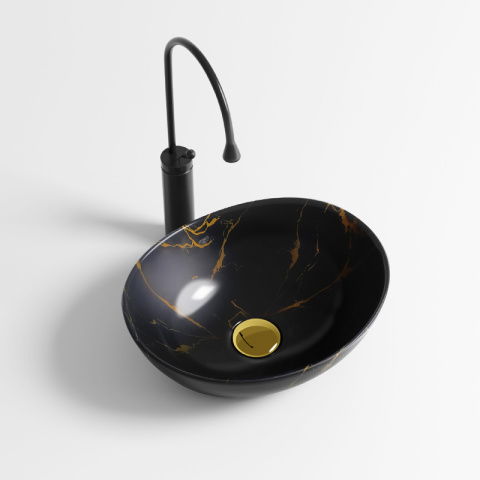 UMYWALKA NABLATOWA CERAMICZNA MARMUROWA OWALNA LUMO-MAR4-405 CZARNA POŁYSK UMYWALKA NABLATOWA CERAMICZNA MARMUROWA OWALNA LUMO-MAR4-405 CZARNA POŁYSK