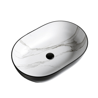 UMYWALKA NABLATOWA CERAMICZNA MARMUROWA OWALNA NEO-MTB-MAR1-605 CZARNY MAT