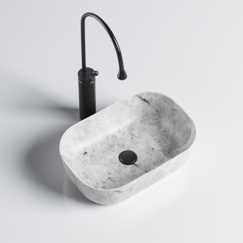 UMYWALKA NABLATOWA CERAMICZNA MARMUROWA PROSTOKĄTNA MILO-MAR2-370 SZARA