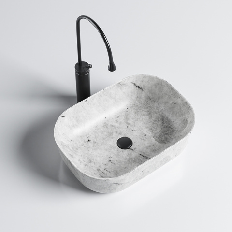 UMYWALKA NABLATOWA CERAMICZNA MARMUROWA PROSTOKĄTNA MILO-MAR2-455 SZARA