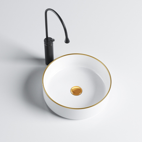 UMYWALKA NABLATOWA CERAMICZNA OKRĄGŁA LAVA-WH-GL-360 BIAŁA