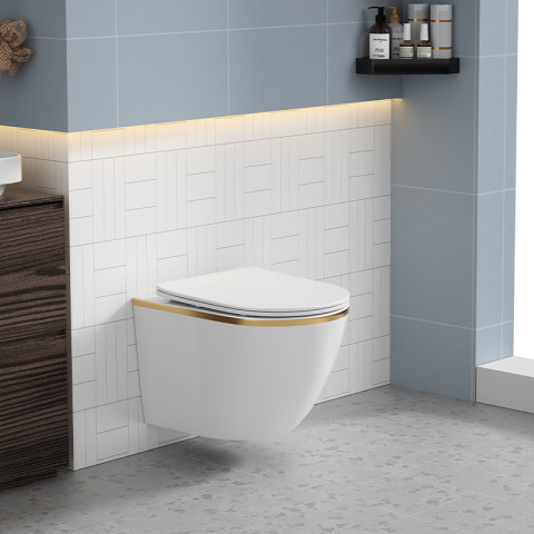 MISKA WC WISZĄCA RIMLESS PEAK-WH-GL-RIM-03 BIAŁA DESKA WOLNOOPADAJĄCA DUROPLAST