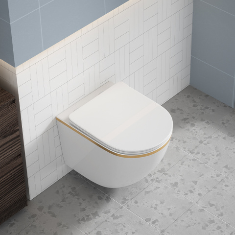 MISKA WC WISZĄCA RIMLESS PEAK-WH-GL-RIM-03 BIAŁA DESKA WOLNOOPADAJĄCA DUROPLAST