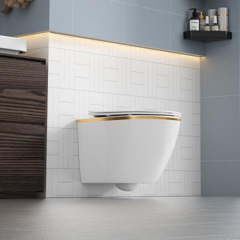 MISKA WC WISZĄCA RIMLESS PEAK-WH-GL-RIM-03 BIAŁA DESKA WOLNOOPADAJĄCA DUROPLAST