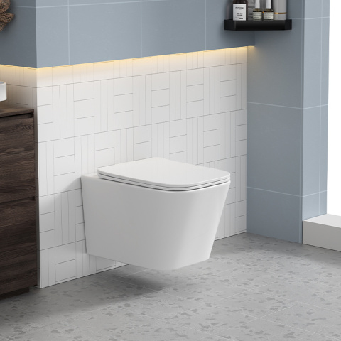 MISKA WC WISZĄCA RIMLESS RAIN-WH-RIM-03 BIAŁA DESKA WOLNOOPADAJĄCA DUROPLAST