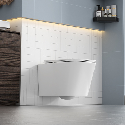 MISKA WC WISZĄCA RIMLESS RAIN-WH-RIM-03 BIAŁA DESKA WOLNOOPADAJĄCA DUROPLAST