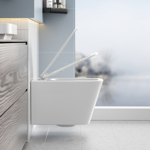 MISKA WC WISZĄCA RIMLESS RAIN-WH-RIM-03 BIAŁA DESKA WOLNOOPADAJĄCA DUROPLAST