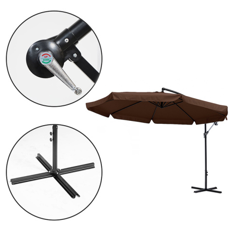 PARASOL OGRODOWY IKAR-BL-BR BRĄZOWY SKŁADANY Z WYSIĘGNIKIEM + POKROWIEC PARASOL OGRODOWY IKAR-BL-BR BRĄZOWY SKŁADANY Z WYSIĘGNIKIEM + POKROWIEC