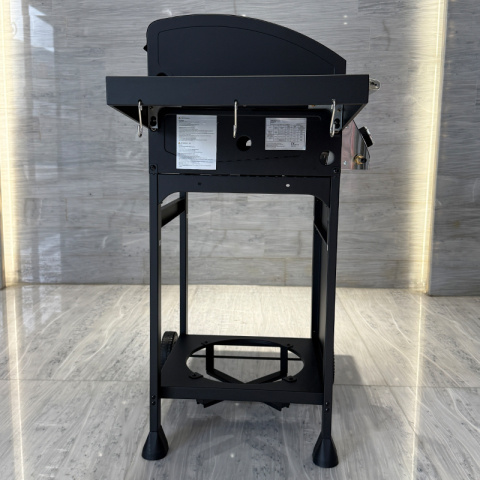 GRILL OGRODOWY GAZOWY Z POKRYWĄ I PÓŁKAMI APOLLO-A CZARNY RUSZT ŻELIWNY 8,5 KW + POKROWIEC