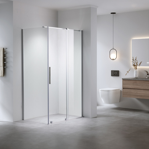 KABINA PRYSZNICOWA PROSTOKĄTNA ASTRA-CH-A-100+B80+E CHROM 100X80 CM 8 MM