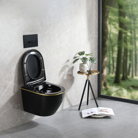 MISKA WC WISZĄCA RIMLESS MIZU-BL-GL-RIM-02 CZARNA DESKA WOLNOOPADAJĄCA DUROPLAST MISKA WC WISZĄCA RIMLESS MIZU-BL-GL-RIM-02 CZARNA DESKA WOLNOOPADAJĄCA DUROPLAST