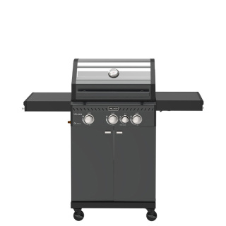GRILL OGRODOWY GAZOWY Z POKRYWĄ I PÓŁKAMI ZEUS-B CZARNY RUSZT ŻELIWNY 11,5KW + POKROWIEC