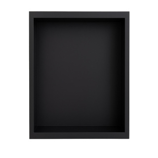 PÓŁKA ŁAZIENKOWA WNĘKOWA IGA Z KOŁNIERZEM CZARNA 45X30X7 CM