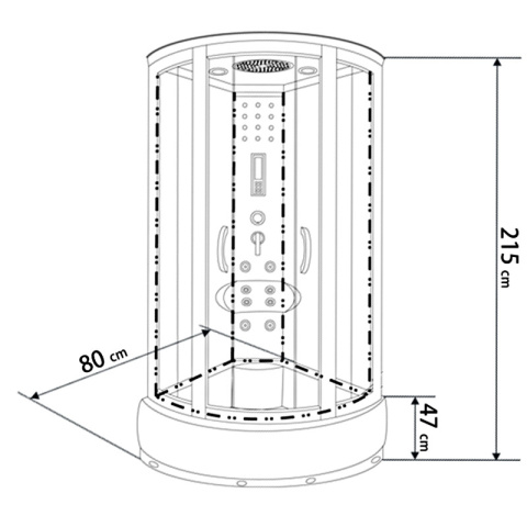 KABINA PRYSZNICOWA Z HYDROMASAŻEM I SAUNĄ WSH7080S 80x80 CM