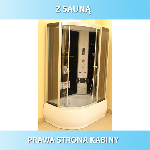 KABINA PRYSZNICOWA Z HYDROMASAŻEM I SAUNĄ WSH7106RS PRAWA 120x80 CM