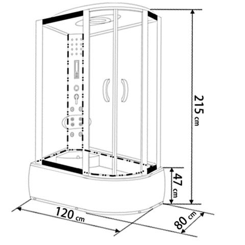KABINA PRYSZNICOWA Z HYDROMASAŻEM I SAUNĄ WSH7106LWS LEWA BIAŁA 120x80 CM KABINA PRYSZNICOWA Z HYDROMASAŻEM I SAUNĄ WSH7106LWS LEWA BIAŁA 120x80 CM