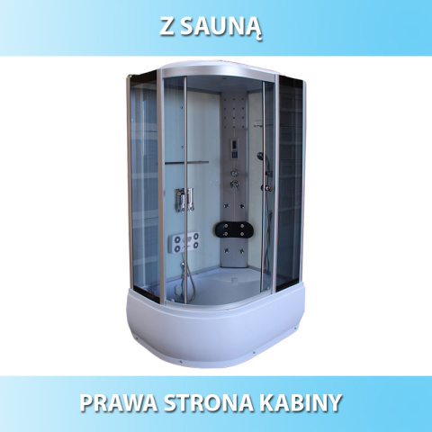 KABINA PRYSZNICOWA Z HYDROMASAŻEM I SAUNĄ WSH7106RWS PRAWA BIAŁA 120x80 CM