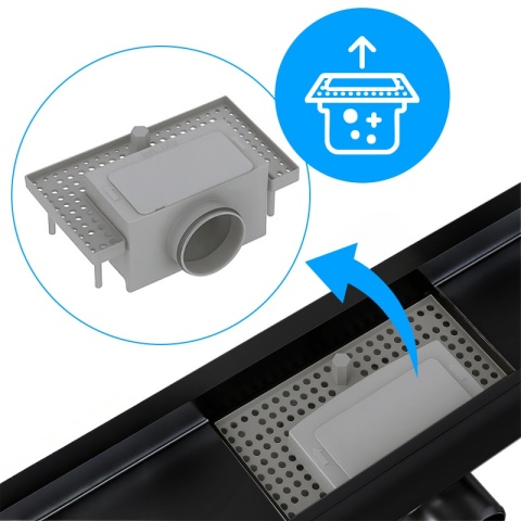 ODPŁYW LINIOWY ŚCIENNY 80 CM CZARNY NISKI SYFON WYSOKA PRZEPUSTOWOŚĆ DL09
