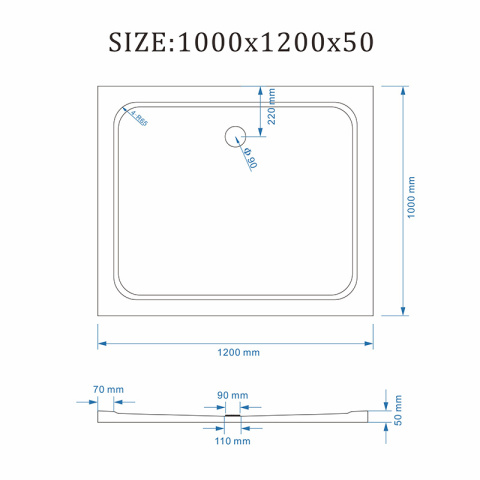 BRODZIK PRYSZNICOWY PROSTOKĄTNY SLIM ST06C BIAŁY 120x100 CM
