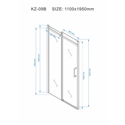 DRZWI PRYSZNICOWE KZ09B CZARNE 105-110 CM 8 MM DRZWI PRYSZNICOWE KZ09B CZARNE 105-110 CM 8 MM