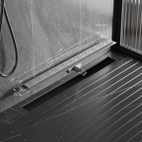 ODPŁYW LINIOWY 80 CM CZARNY NISKI SYFON WYSOKA PRZEPUSTOWOŚĆ DL01 CLASSIC