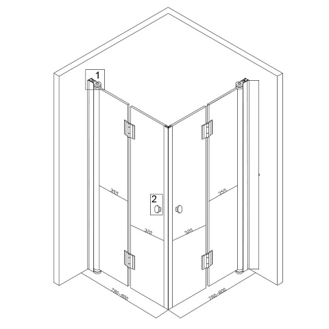 KABINA PRYSZNICOWA KWADRATOWA BS05A CZARNA 80x80 CM