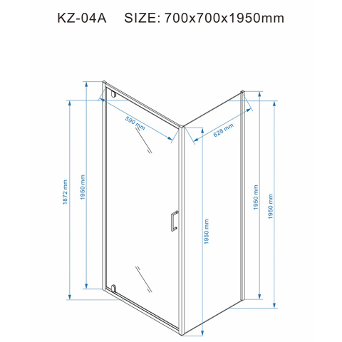 KABINA PRYSZNICOWA KWADRATOWA KZ04A CHROM 70x70 CM