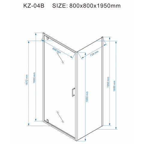 KABINA PRYSZNICOWA KWADRATOWA KZ04B CHROM 80x80 CM KABINA PRYSZNICOWA KWADRATOWA KZ04B CHROM 80x80 CM