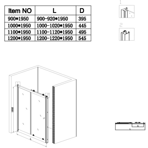 DRZWI PRYSZNICOWE SH02E CHROM 120 CM 6 MM DRZWI PRYSZNICOWE SH02E CHROM 120 CM 6 MM
