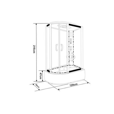 KABINA PRYSZNICOWA Z HYDROMASAŻEM I SAUNĄ WSH7106RWS PRAWA BIAŁA 120x80 CM