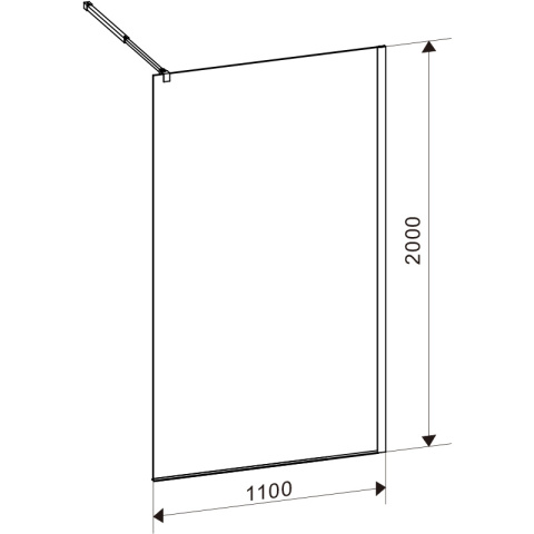 ŚCIANKA PRYSZNICOWA SH04E CZARNA 110 CM 8 MM