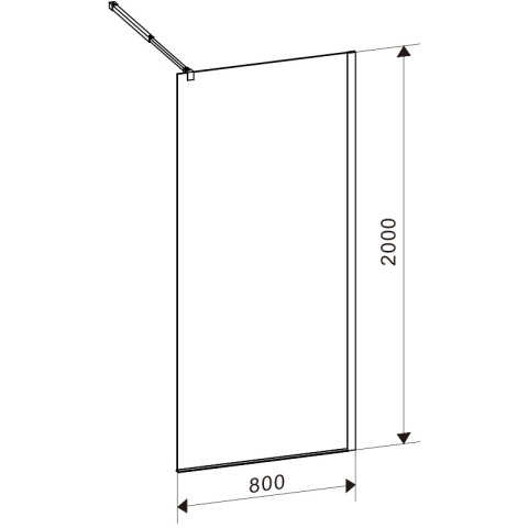 ŚCIANKA PRYSZNICOWA SH05B CZARNA 80 CM 8 MM