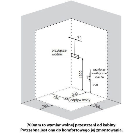 KABINA PRYSZNICOWA Z HYDROMASAŻEM I SAUNĄ WSH7101S 90x90 CM