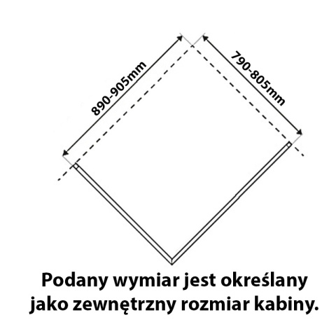 KABINA PRYSZNICOWA PROSTOKĄTNA KZ12A CHROM 90x80 CM