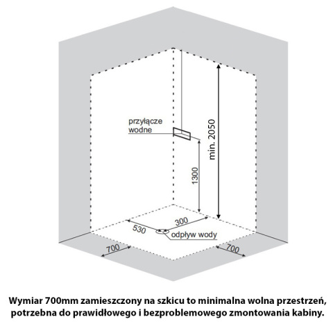 KABINA PRYSZNICOWA PÓŁOKRĄGŁA Z BRODZIKIEM WSH305B MAT CHROM 90x90 CM