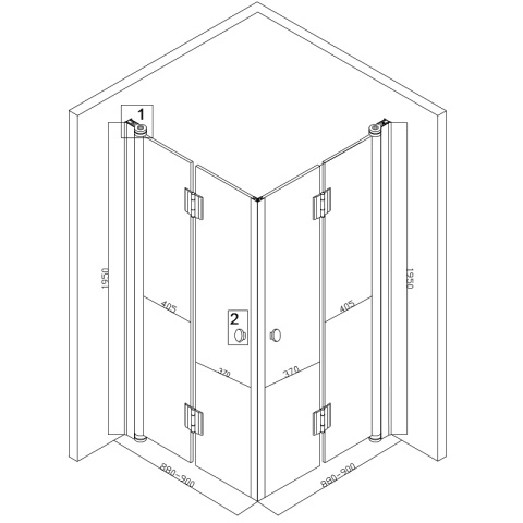 KABINA PRYSZNICOWA KWADRATOWA BS08B CZARNA 90x90 CM