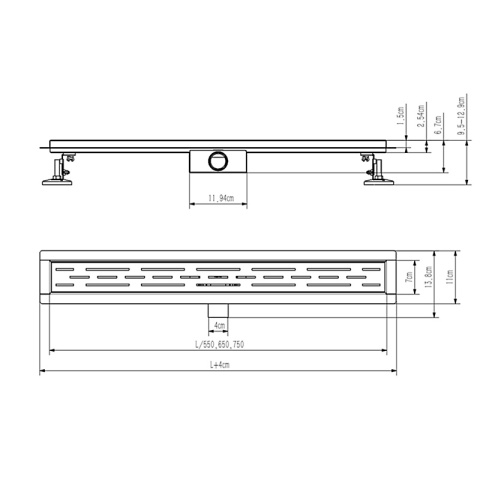 ODPŁYW LINIOWY DL01 GLASS CZARNY 70 CM