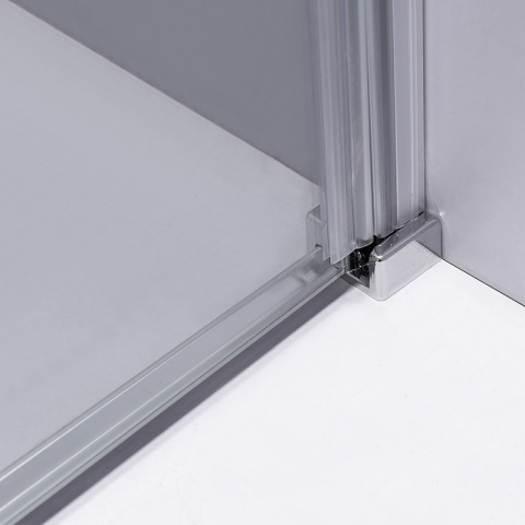 DRZWI PRYSZNICOWE Z BRODZIKIEM SH03B/ST03A CHROM/BIAŁY 95-100/100x80 CM 8 MM