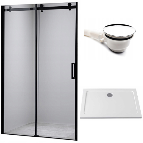 DRZWI PRYSZNICOWE Z BRODZIKIEM SH03B/ST03A CZARNE/BIAŁY 95-100/100x80 CM 8 MM DRZWI PRYSZNICOWE Z BRODZIKIEM SH03B/ST03A CZARNE/BIAŁY 95-100/100x80 CM 8 MM