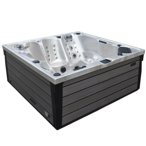 JACUZZI OGRODOWE WANNA SPA340ECO CAPPUCCINO OBUDOWA SZARA DESKA 220x220 CM