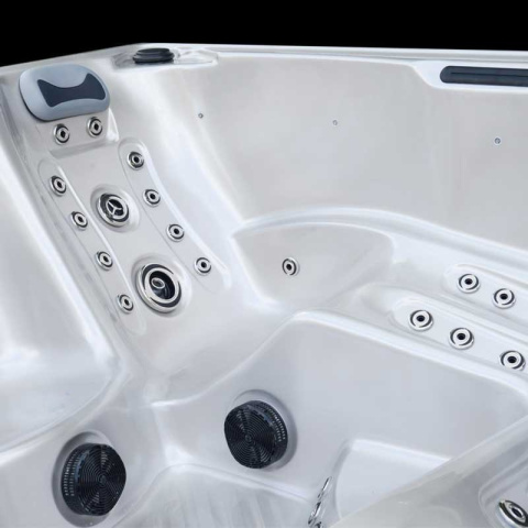 JACUZZI OGRODOWE WANNA SPA340ECO CAPPUCCINO OBUDOWA SZARA DESKA 220x220 CM