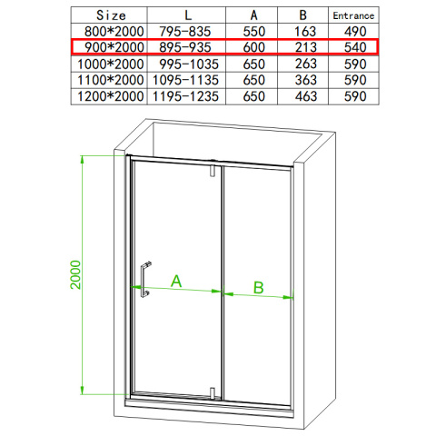 DRZWI PRYSZNICOWE SH08B CZARNE 90 CM 6 MM DRZWI PRYSZNICOWE SH08B CZARNE 90 CM 6 MM